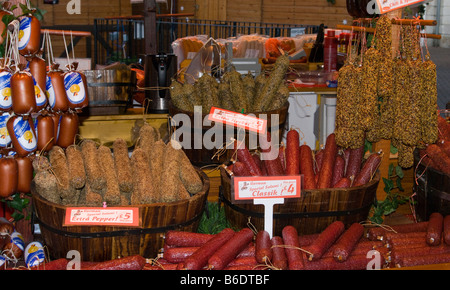 Delicatessen stall at the German Christmas market held in Kingston