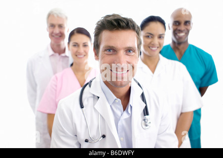Doctor and team of hospital staff. Stock Photo