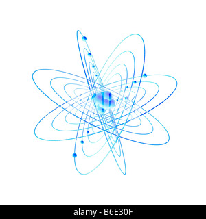 Atomic structure. Computer artwork of electronsorbiting a central ...