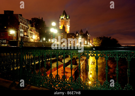 The Chateau Frontenac at night Stock Photo