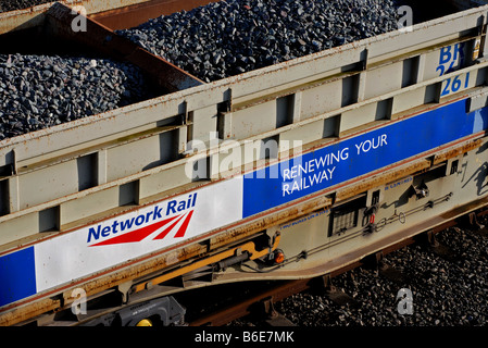 Network Rail loaded ballast wagon at Hinksey Yard, Oxford, England, UK Stock Photo