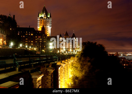 The Chateau Frontenac at night Stock Photo