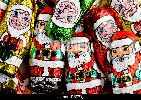 Small wrapped up Santa Claus chocolates Stock Photo