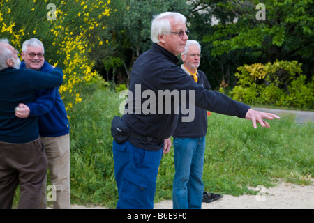 A Celebration while playing Boules, Nyons, Languedoc-Roussillon, France Stock Photo