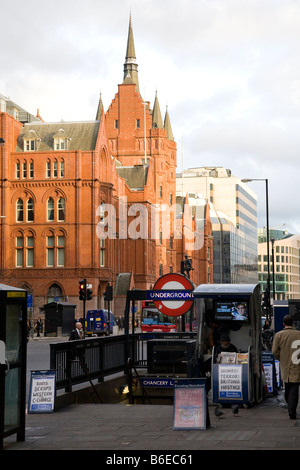 Chancery Lane tube station and the old Prudential building London UK Stock Photo