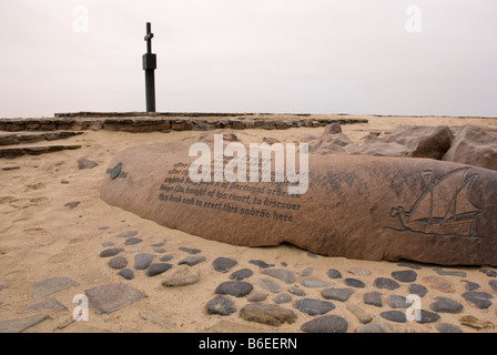 The Padrao memorial at Cape Cross Seal Colony, Skeleton Coast, Namibia. Stock Photo