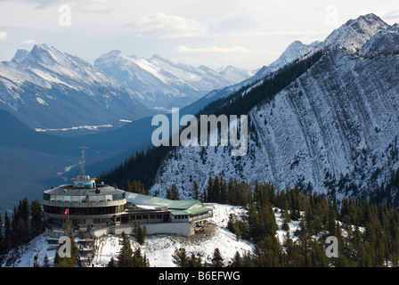 The restaurant/observatory on Sulphur Mounatin in Banff National Park, Alberta, Canada Stock Photo