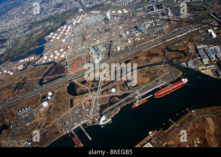 USA, New Jersey, Oil harbour. Aerial Stock Photo