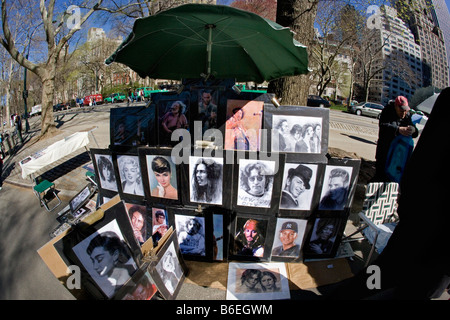 USA, New York, Manhattan, Central park. Artist. Fisheye lens. Stock Photo