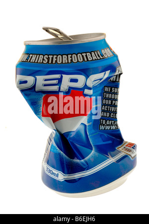 Crushed Can of Pepsi Drink Stock Photo