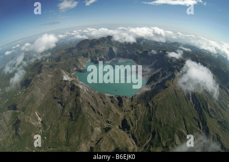 Aerial view of Mount Pinatubo, resting volcano, volcanic lake, Zambales Mountains, Luzon, the Philippines, Asia Stock Photo