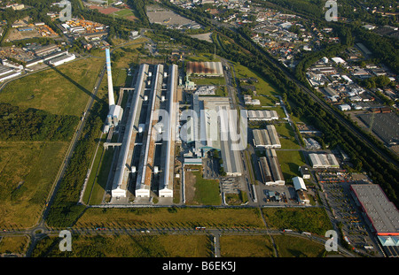 Aerial picture, Econova Aluminium Works at the Essen City Harbour, Bergeborbeck, Essen-North, Ruhr area, North Rhine-Westphalia Stock Photo