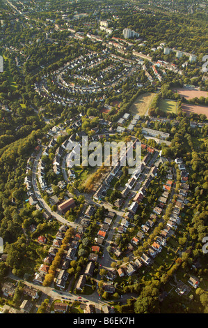 Aerial picture, detached housing estate, Bergerhausen, Dinnendahlstrasse Street, Essen, Ruhr area, North Rhine-Westphalia, Germ Stock Photo