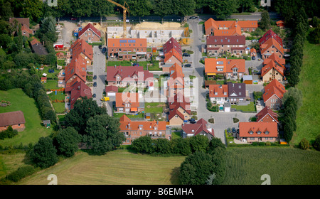 Aerial photograph, residiential estate, building area, Kapellenweg, Schermbeck, Dortmund, Ruhr Area, North Rhine-Westphalia, Ge Stock Photo