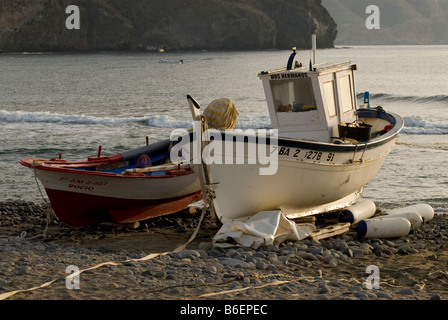 Boats in soft morning light in the harbor of Las Negras, Andalusia, Spain, Europe Stock Photo
