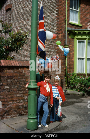 Children dressed up to celebrate The Queen's Silver Jubilee on Jubilee Day Jubilee Day June 7 1977 Stock Photo