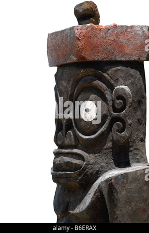 traditional Tiki Statue on Bora Bora, French Polynesia Stock Photo