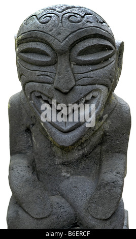 traditional Tiki Statue on Bora Bora, French Polynesia Stock Photo