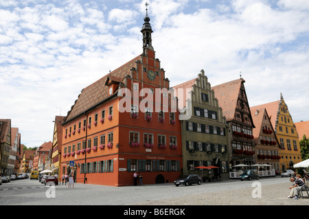 I-Punkt, row houses in the historic center of Dinkelsbuehl, Bavaria, Germany, Europe Stock Photo