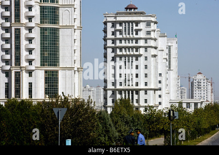 new marble clad buildings in Ashgabat, Turkmenistan Stock Photo