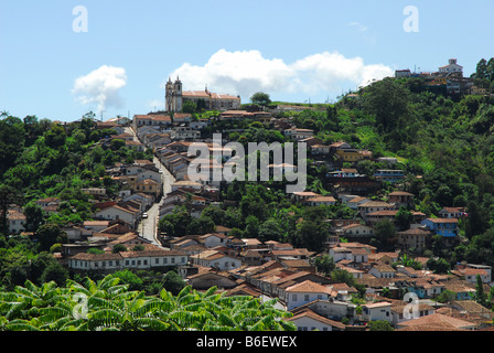 A winding hillside road in Ouro Preto, Minas Gerais state, Brazil Stock Photo