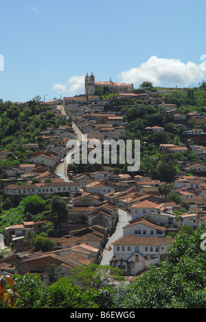 A winding hillside road in Ouro Preto, Minas Gerais state, Brazil Stock Photo