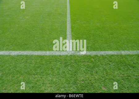 soccer field close ups of markings Stock Photo