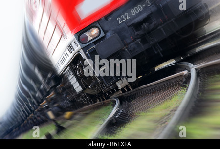 driving goods train Stock Photo