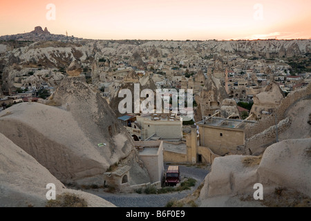 Goereme in the evening, UNESCO World Cultural Heritage, Cappadocia, Central Anatolia, Turkey, Asia Stock Photo