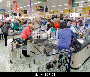 Checkout tills in Morrisons supermarket Gibraltar Stock Photo