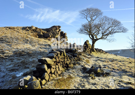 Early Autumn morning along Axe Edge, near the village of Flash, Peak District National Park, UK Stock Photo