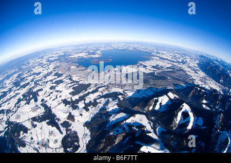 Aerial photo of Lake Chiemsee, Bavaria, Germany, Europe Stock Photo