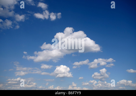 Fluffy white clouds in a blue sky