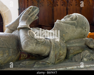 The Fitzalan Chapel, Arundel Castle, West Sussex, UK. Tomb of the 7th Earl of Arundel, c1434 (detail) showing him in life Stock Photo