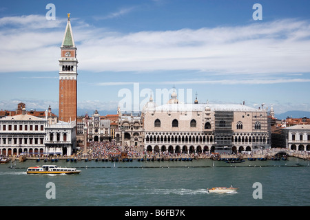 View from the Grand Canal of St Mark's Basilica, Campanile San Marco, Piazza San Marco Square and the Doges Palace in Venice, I Stock Photo