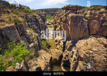 BLYDE RIVER CANYON South-Africa south africa landscape Bourkes potholes rough stone rock lichen tourism touristic tourist attrac Stock Photo