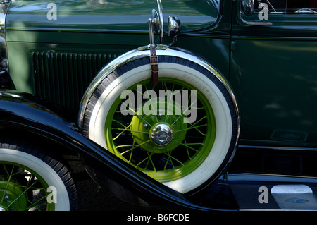 Spare wheel on a 1930 Ford at a Classic Car Show in Belvidere, New Jersey, USA Stock Photo