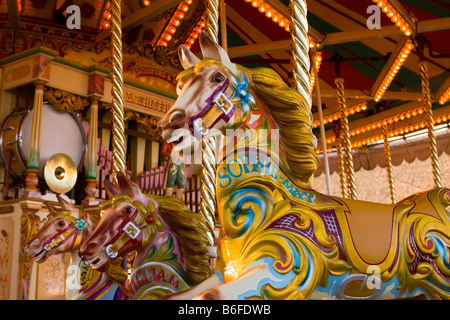 UK Cheshire Chester Zoo traditional carousel horse fairground ride