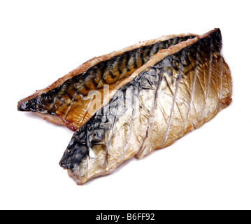 Home Smoked Mackerel Fillets Cut Out Stock Photo
