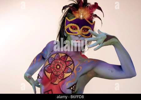 Bodypainting-Model at the photo fair, Photokina 2008, in Cologne, North Rhine-Westphalia, Germany, Europe Stock Photo