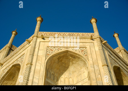 Taj Mahal, external detail, Agra, Uttar Pradesh, India, Asia Stock Photo