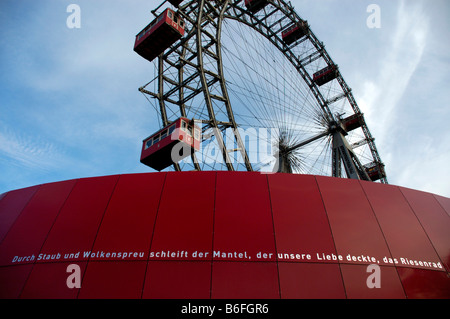Giant ferris wheel with an inscription, Prater, Vienna, Austria, Europe Stock Photo