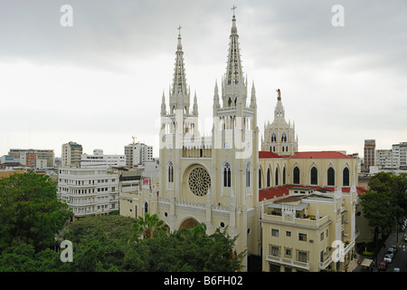 New Gothic cathedral, built in 1948, with lead crystal windows, Guayaquil, Ecuador, South America Stock Photo