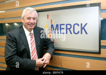 Michael Becker, member of the executive board of the Finance division of Merck KGaA, during a financial report press conference Stock Photo