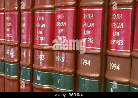 Legal Library in wooden bookcase South African Law Reports Stock Photo