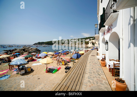 Beach on the Bay of Calella de Palafrugell, Costa Brava, Catalonia, Mediterranean Sea, Spain, Europe Stock Photo