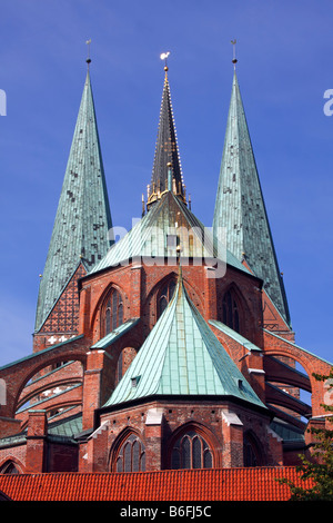 Rear view of the St. Marien Church in the historic city of Luebeck, UNESCO World Heritage Site, Schleswig-Holstein, Germany, Eu Stock Photo