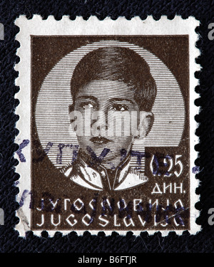 Peter II, King of Yugoslavia (1934-1945), postage stamp, Serbia Stock Photo