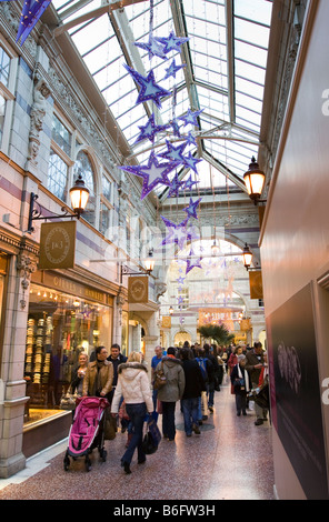 UK Cheshire Chester Christmas Bridge Street inside Grosvenor Centre indoor shopping centre Stock Photo