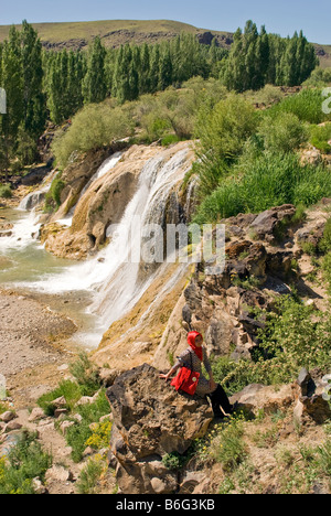 Muradiye Waterfall (AKA Bendimahi) near village of Degerbilir in Van area Stock Photo